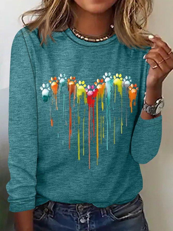 Damen Langarm T-Shirts T-Shirt Frühling/Herbst Herz/Herz Jersey Rundhals Täglich Ausgehen Lässig Oberteile