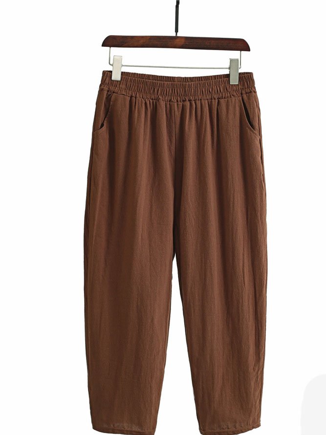 Damen Elastische Taille H-Linie Haremshosen Täglich Ausgehen Hose Lässig Baumwolle Unifarben Frühling/Herbst Hose