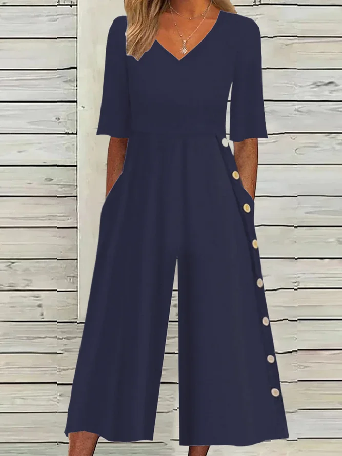 Urlaub Schnalle Elegante Weit Sommer Jumpsuit für Damen