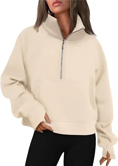 Damen Schalkragen Unifarben Sport Frühling/Herbst Langarm Sweatshirt