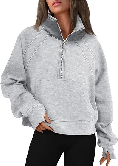 Damen Schalkragen Unifarben Sport Frühling/Herbst Langarm Sweatshirt