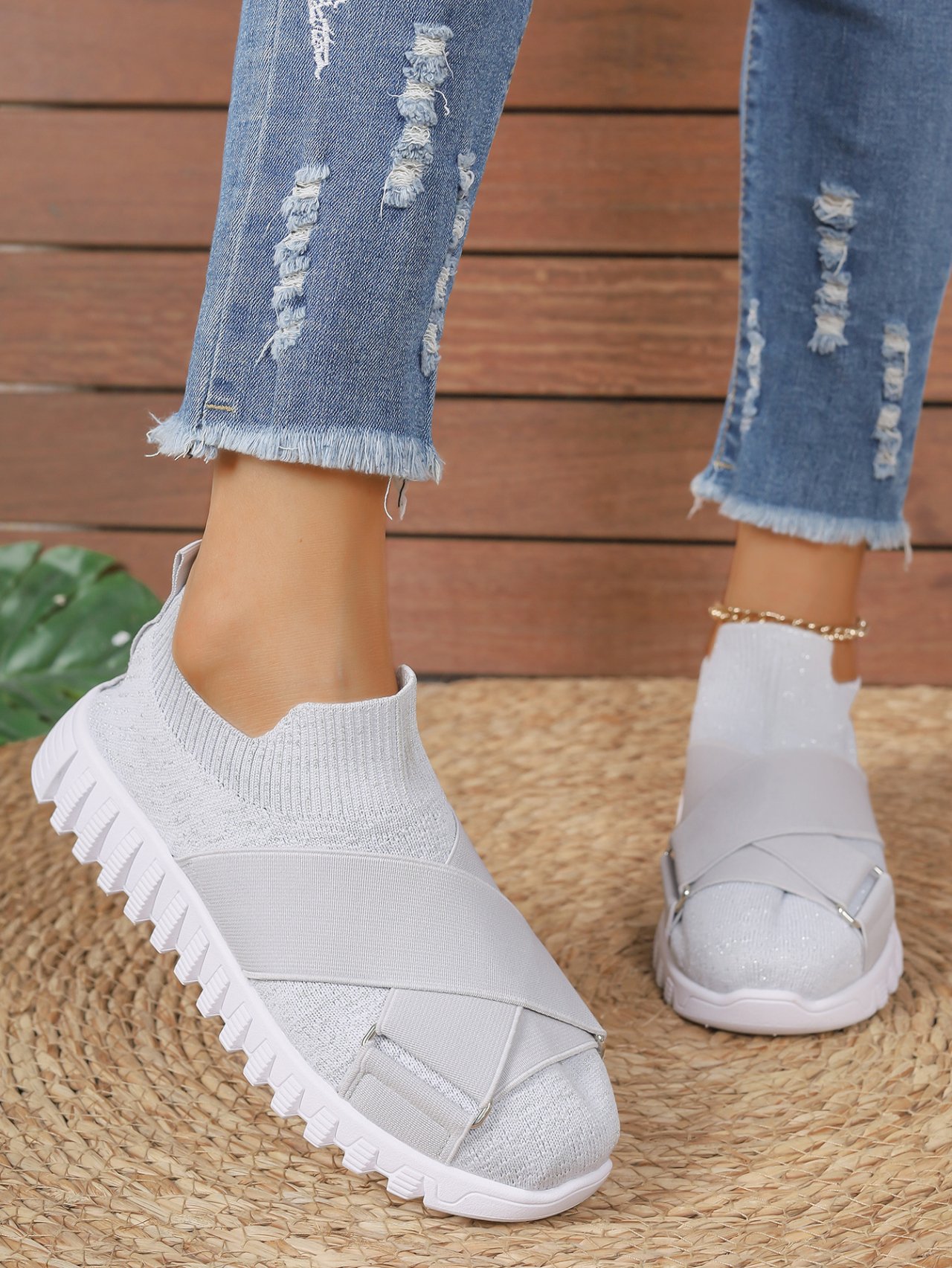 Textil Unifarben Lässig Flyknit Sneakers