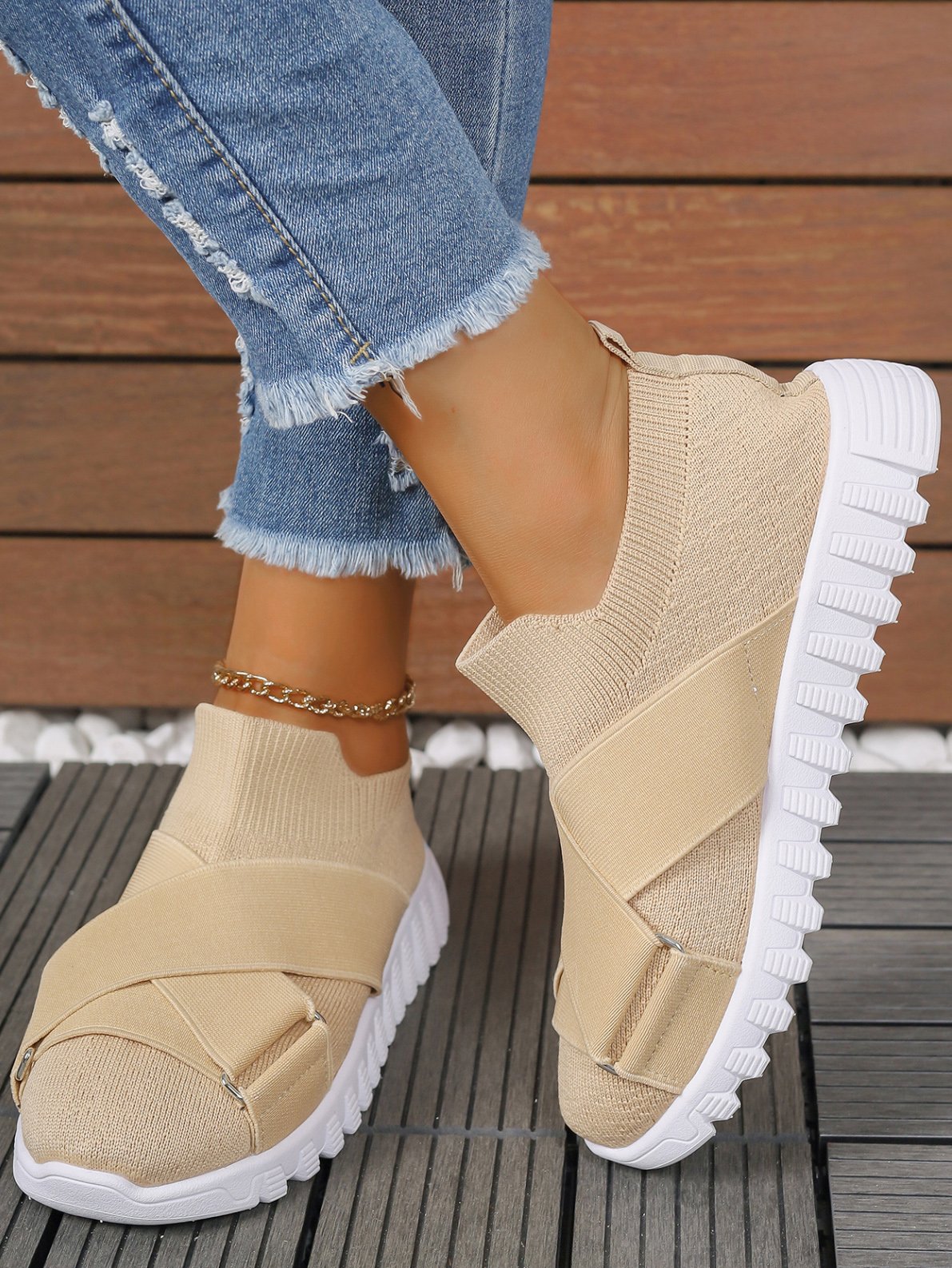 Textil Unifarben Lässig Flyknit Sneakers