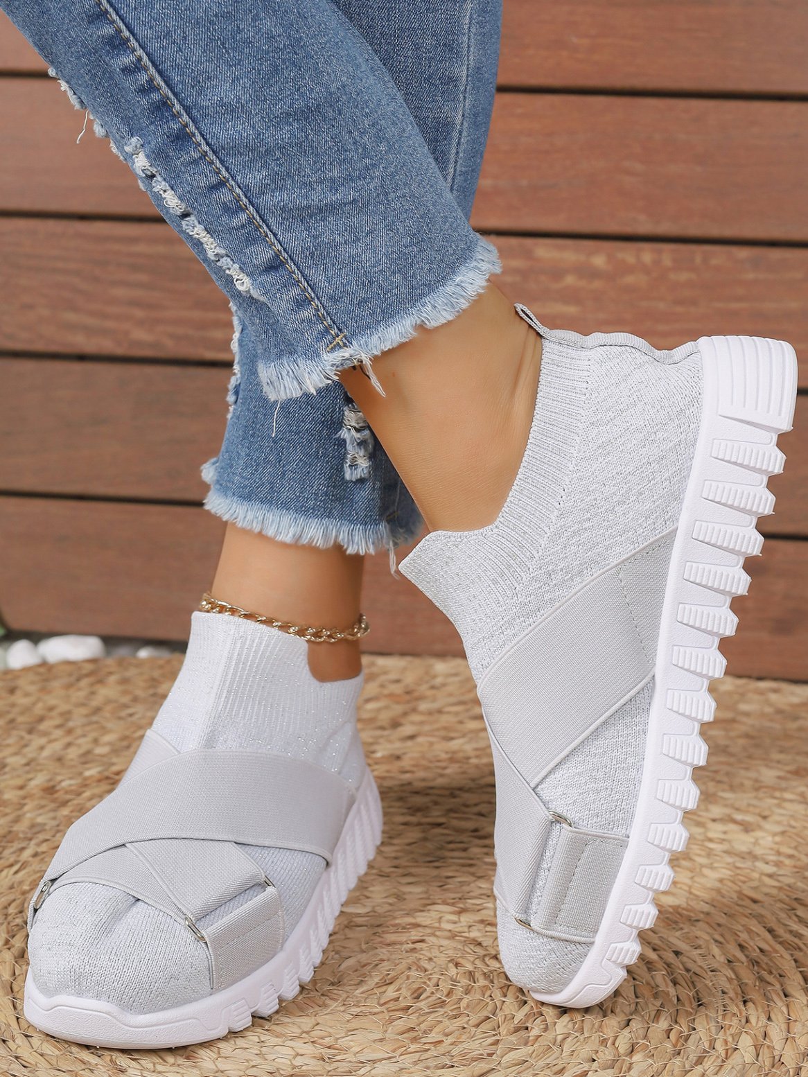 Textil Unifarben Lässig Flyknit Sneakers