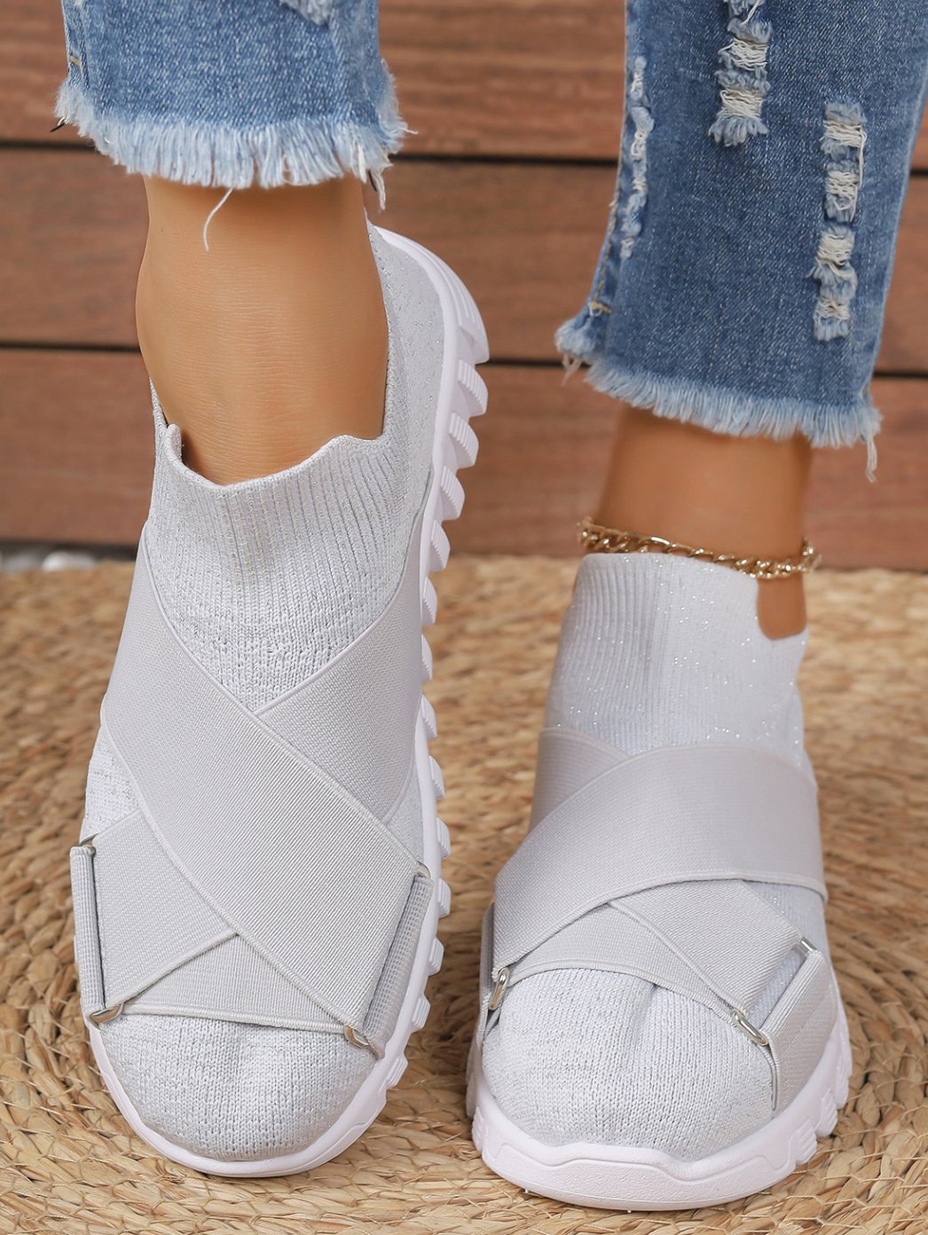 Textil Unifarben Lässig Flyknit Sneakers