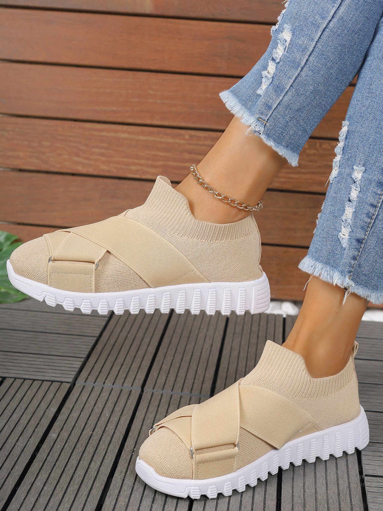 Textil Unifarben Lässig Flyknit Sneakers