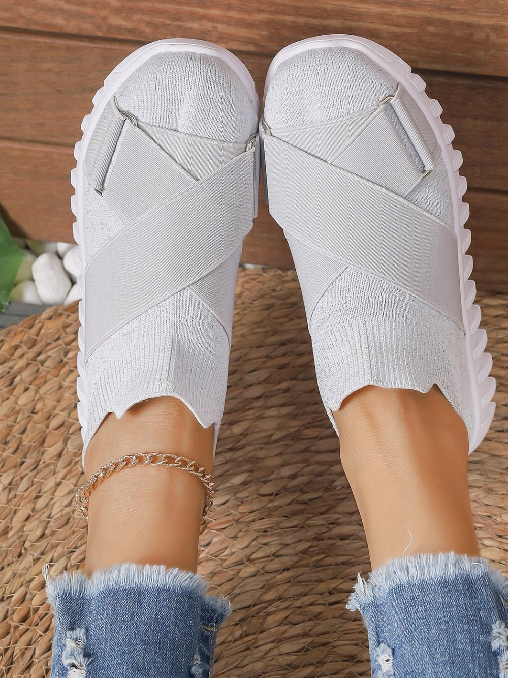 Textil Unifarben Lässig Flyknit Sneakers