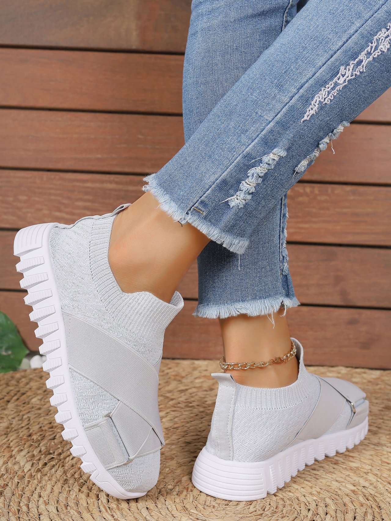 Textil Unifarben Lässig Flyknit Sneakers