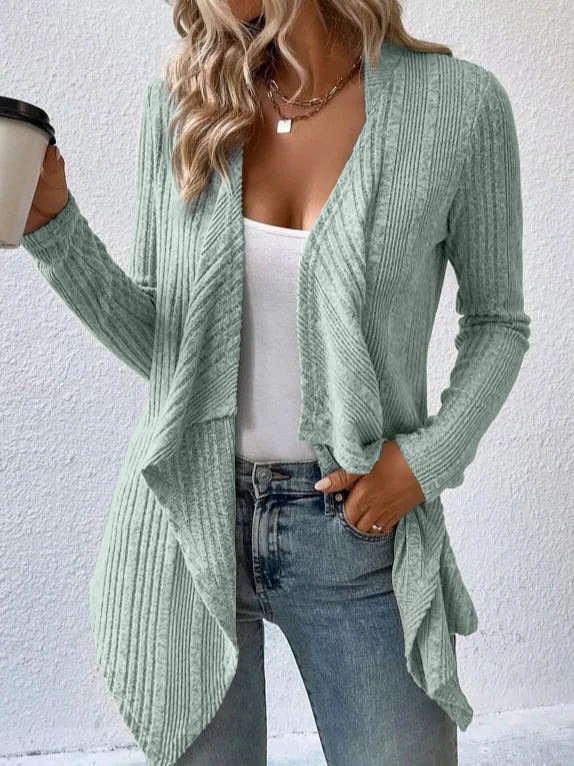 Damen Frühling/Herbst Oberbekleidung Lässig Unifarben Gestrickt Schal Jacke