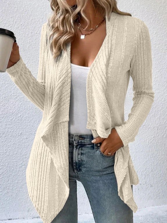 Damen Frühling/Herbst Oberbekleidung Lässig Unifarben Gestrickt Schal Jacke