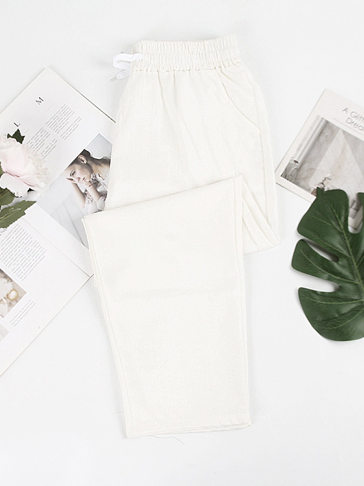 Damen Unifarben Knöchelhose Elastische Taille Hose Lässig Frühling/Herbst Hose