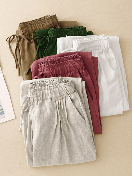Damen Unifarben Lang Hose Lässig Frühling/Herbst Hose