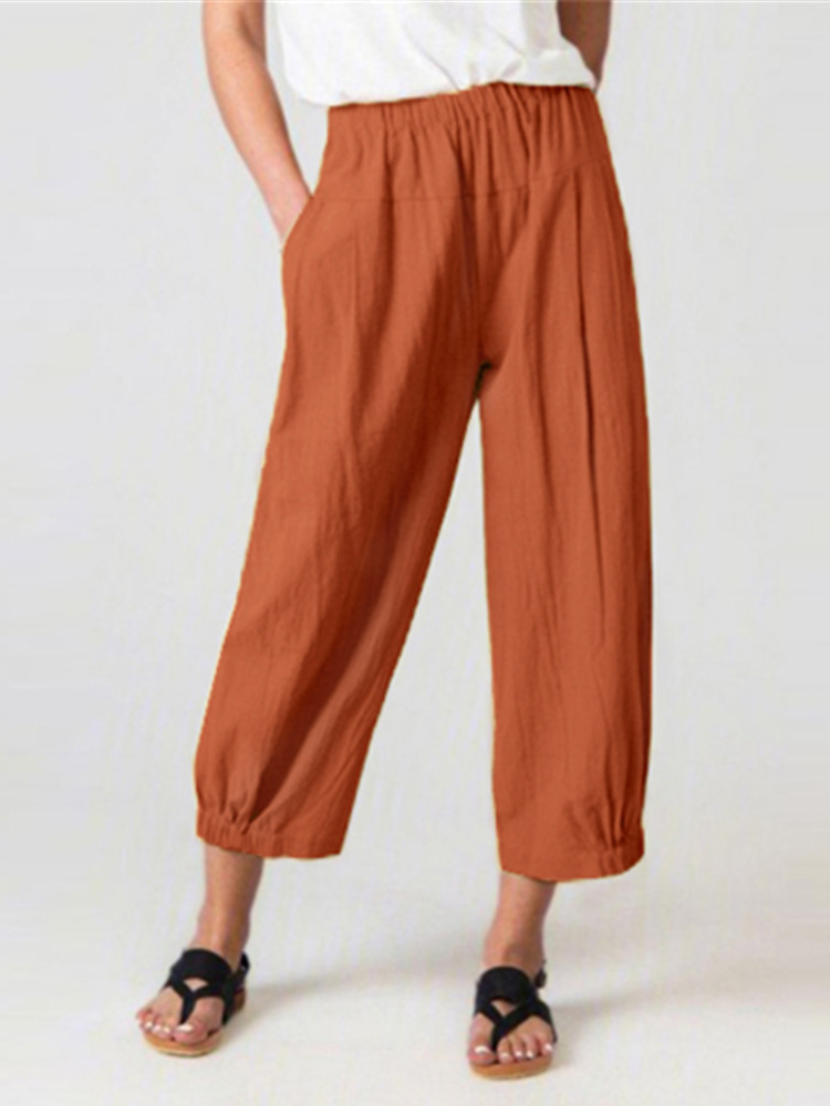 Damen Hose Täglich Ausgehen Lässig Baumwolle Unifarben Frühling/Herbst Hose