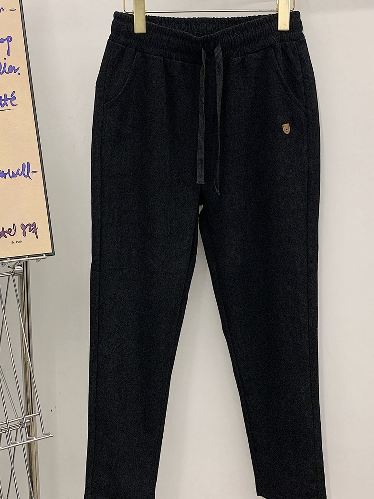 Damen Unifarben Knöchelhose Elastische Taille Hose Lässig Frühling/Herbst Hose