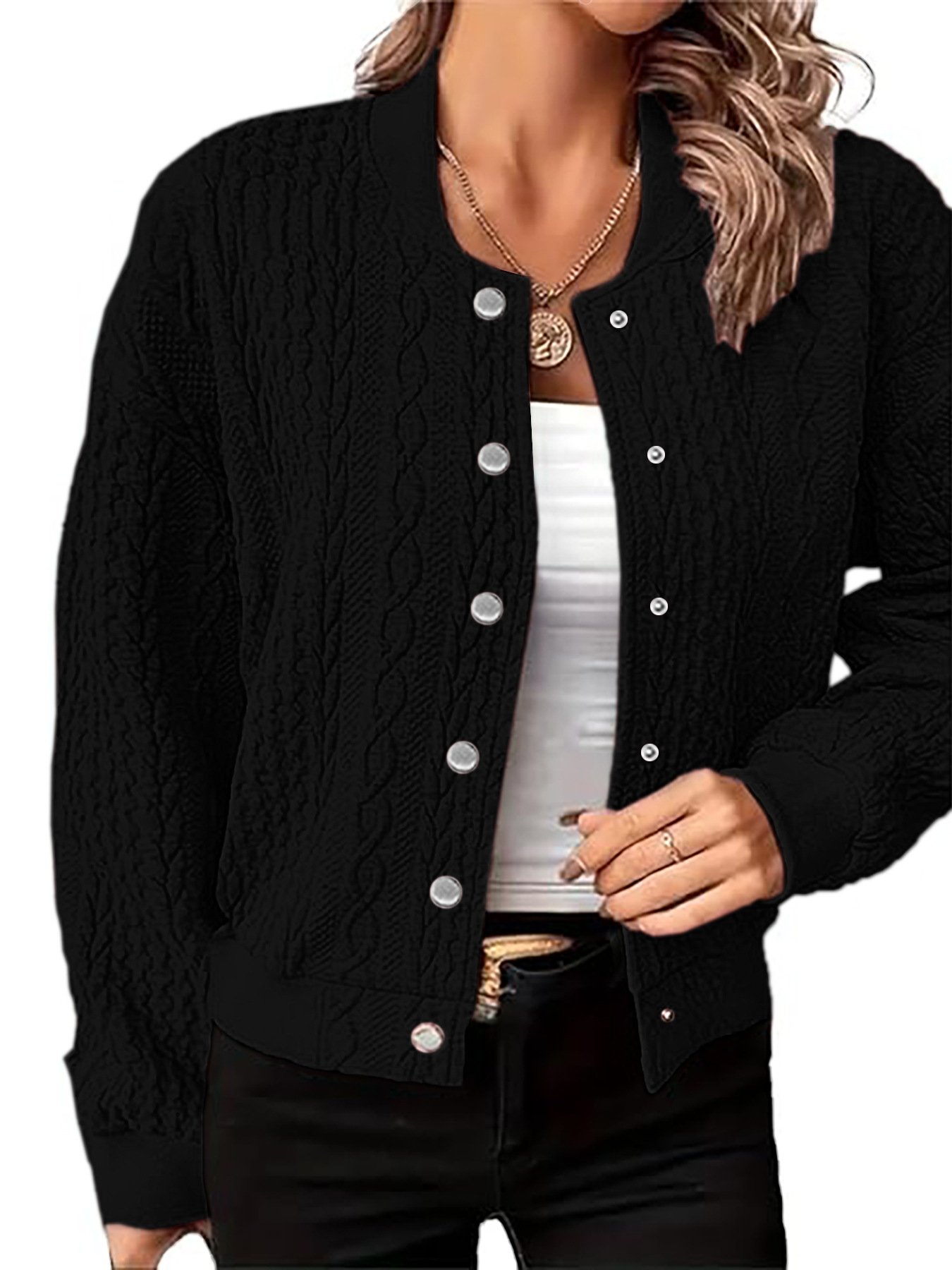 Damen Frühling/Herbst Oberbekleidung Lässig Reißverschluss Unifarben Langarm Jacke