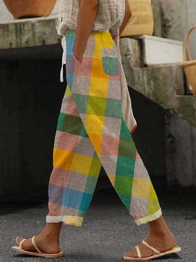 Damen Kariert Lang Hose Lässig Frühling/Herbst Hose