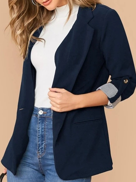 Damen Frühling/Herbst Oberbekleidung Lässig Farbblock Langarm Regelmäßig Blazer
