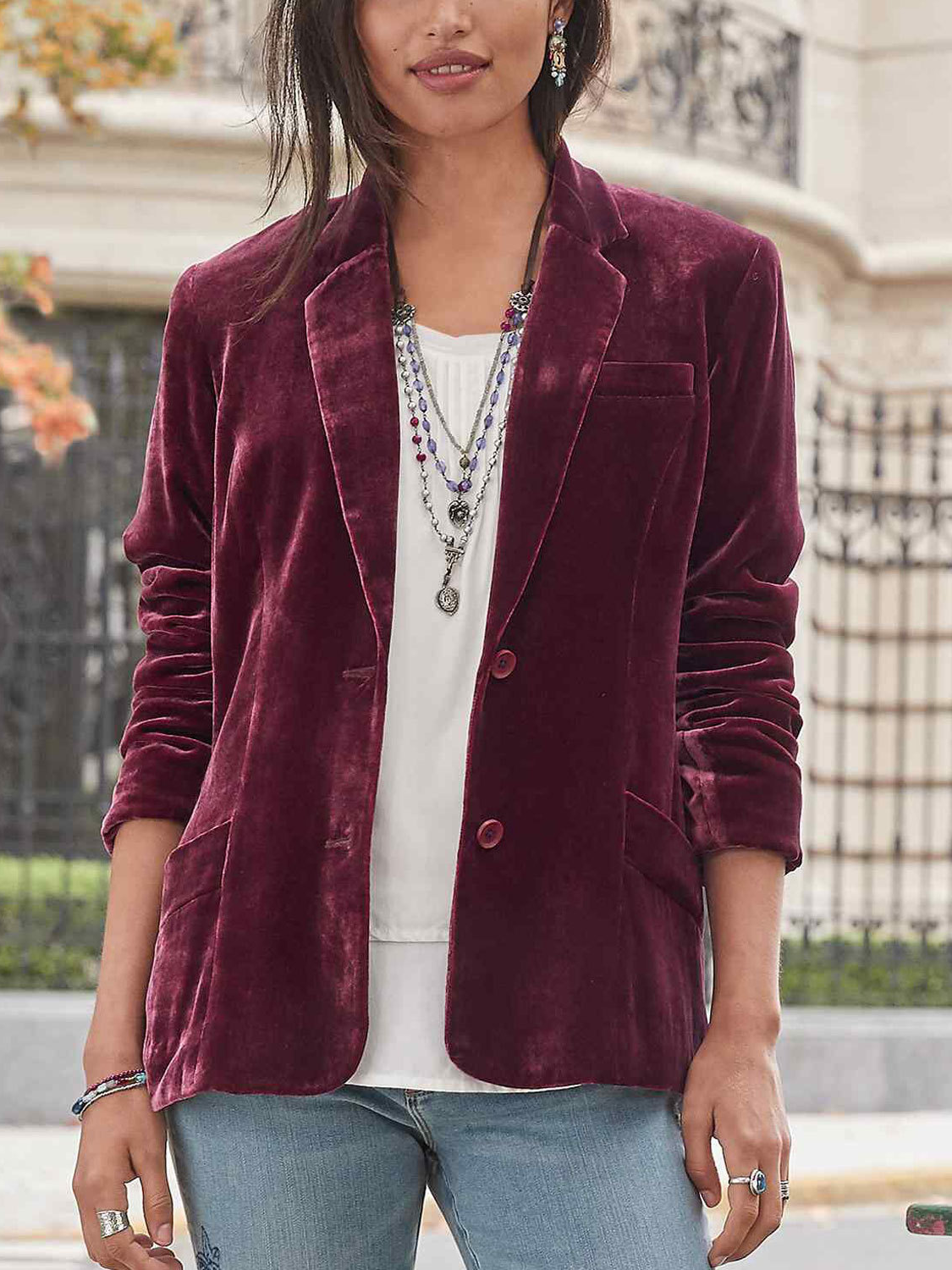 Damen Frühling/Herbst Oberbekleidung Lässig Unifarben Langarm Regelmäßig Blazer