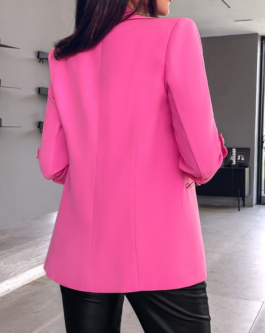 Damen Frühling/Herbst Oberbekleidung Lässig Unifarben Langarm Regelmäßig Blazer