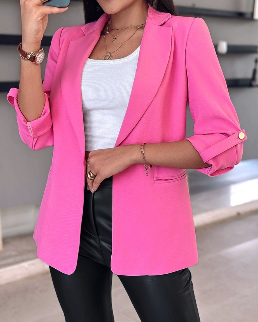 Damen Frühling/Herbst Oberbekleidung Lässig Unifarben Langarm Regelmäßig Blazer