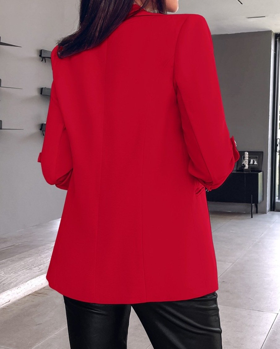 Damen Frühling/Herbst Oberbekleidung Lässig Unifarben Langarm Regelmäßig Blazer