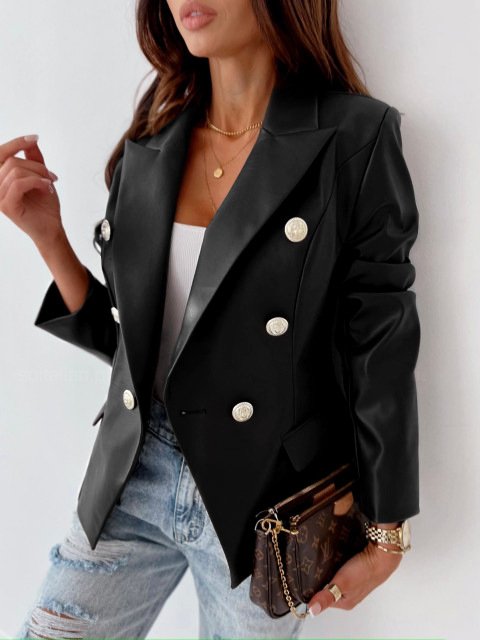 Damen Frühling/Herbst Oberbekleidung Lässig Unifarben Langarm Regelmäßig Blazer