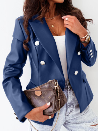 Damen Frühling/Herbst Oberbekleidung Lässig Unifarben Langarm Regelmäßig Blazer