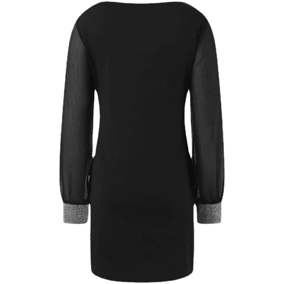 Damen Langarm Frühling/Herbst Unifarben Jersey Kleid V-Ausschnitt Täglich Ausgehen Lässig Midi H-Linie