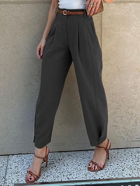 Damen Hose Rübenhose Täglich Ausgehen Urban Gerüscht Unifarben Frühling/Herbst Hose