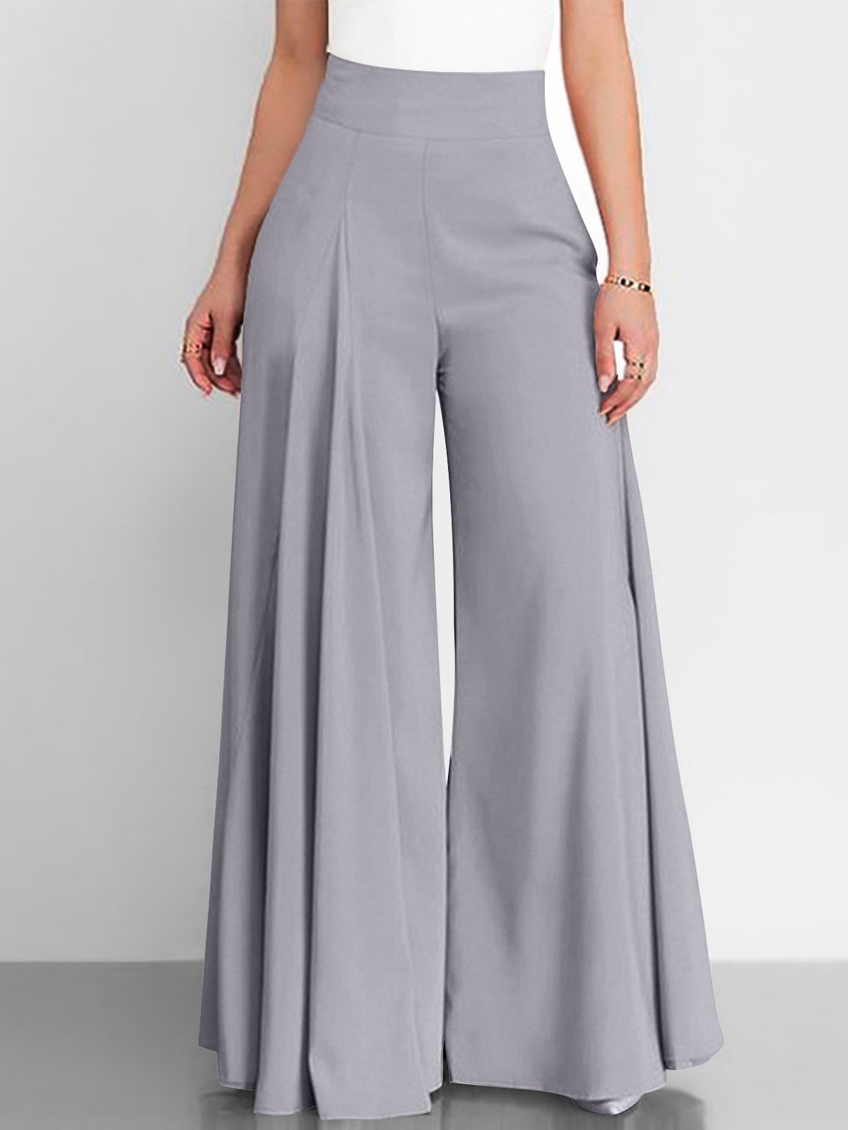 Damen Hose Hose mit Weitem Bein Täglich Ausgehen Lässig Unifarben Frühling/Herbst Hose