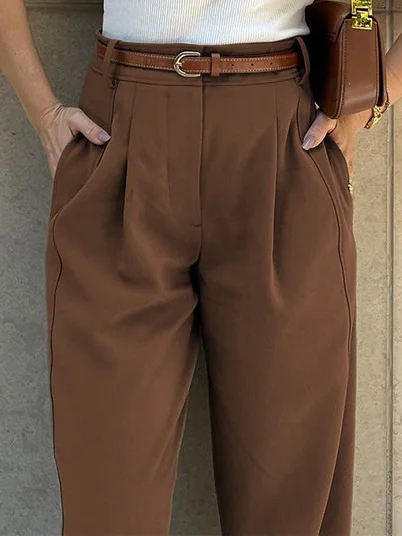 Damen Hose Rübenhose Täglich Ausgehen Urban Gerüscht Unifarben Frühling/Herbst Hose