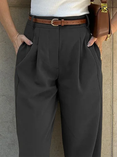 Damen Hose Rübenhose Täglich Ausgehen Urban Gerüscht Unifarben Frühling/Herbst Hose