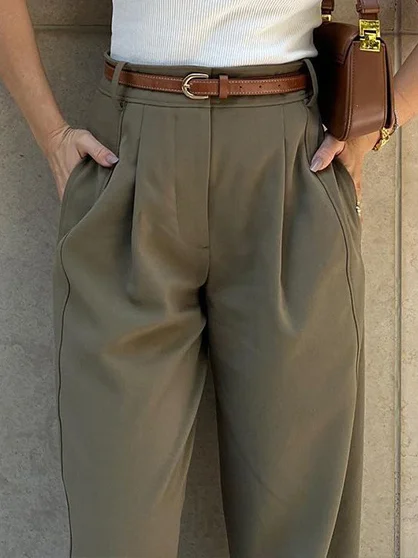 Damen Hose Rübenhose Täglich Ausgehen Urban Gerüscht Unifarben Frühling/Herbst Hose