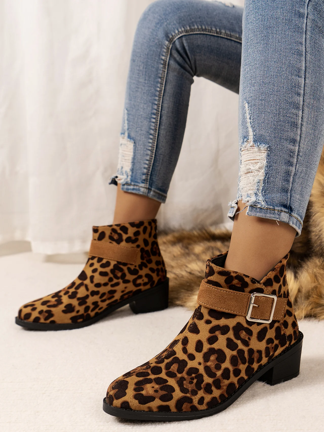 Unifarben Herbst Kunstwildleder Chelsea Stiefelette