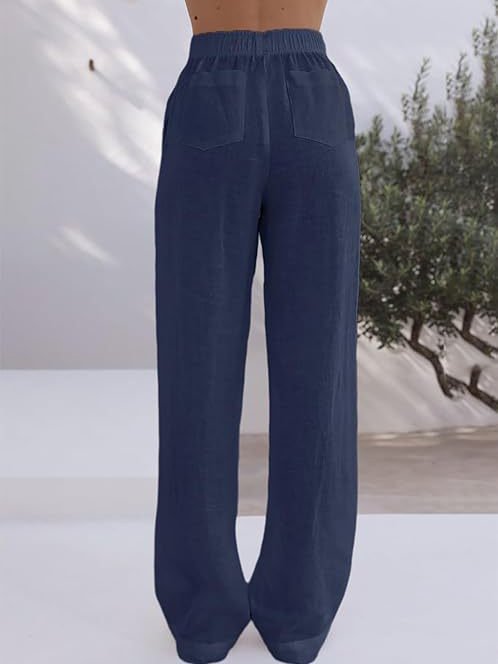 Damen H-Linie Gerade Hosen Täglich Ausgehen Hose Lässig Schnalle Baumwolle Leinen Unifarben Frühling/Herbst Hose