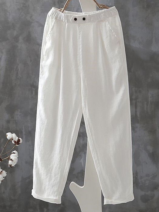 Damen Hose Täglich Ausgehen Lässig Baumwolle Leinen Unifarben Frühling/Herbst Hose