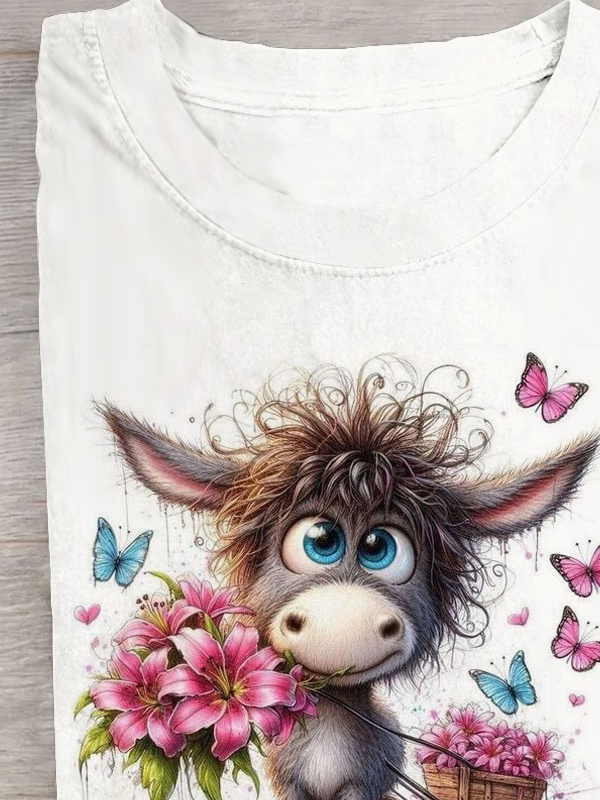 Damen Kurzarm T-Shirts T-Shirt Sommer Pferd Baumwolle Rundhals Täglich Ausgehen Lässig Oberteile