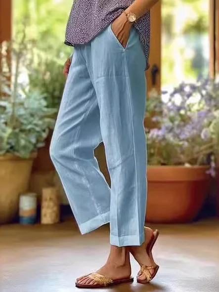 Damen Hose Hose mit Weitem Bein Täglich Ausgehen Lässig Unifarben Frühling/Herbst Hose