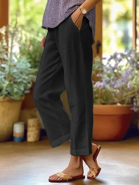 Damen Hose Hose mit Weitem Bein Täglich Ausgehen Lässig Unifarben Frühling/Herbst Hose