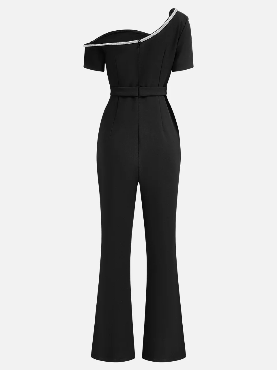 Unifarben Urban Regelmäßige Passform Asymmetrisch Jumpsuit für Damen