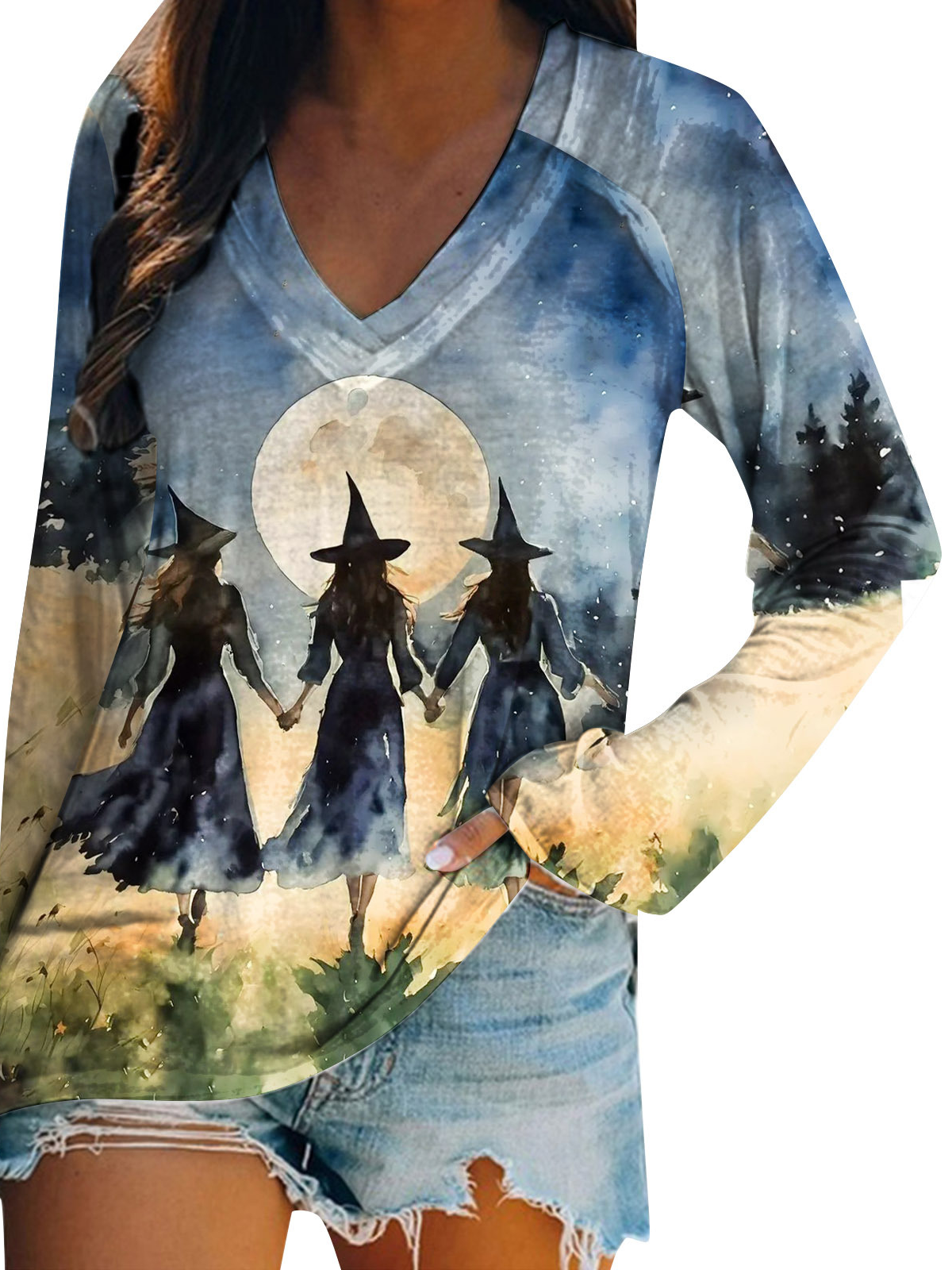 Damen Langarm T-Shirts T-Shirt Frühling/Herbst Halloween Jersey Rundhals Täglich Ausgehen Lässig Oberteile