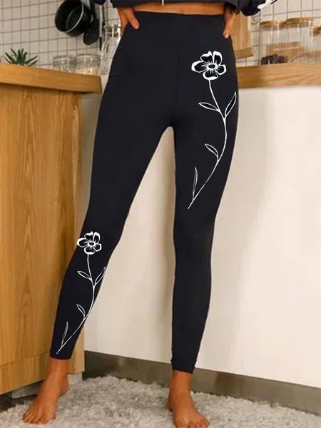 Damen Geblümt Lässig Alle Jahreszeiten Lang Leggings