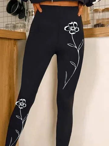 Damen Geblümt Lässig Alle Jahreszeiten Lang Leggings