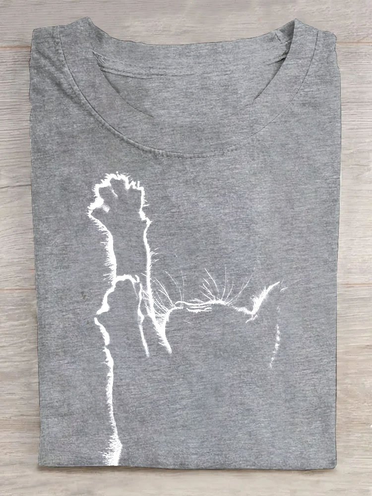 Damen Katze Kurzarm T-Shirts T-Shirt Rundhals Lässig Sommer Oberteile