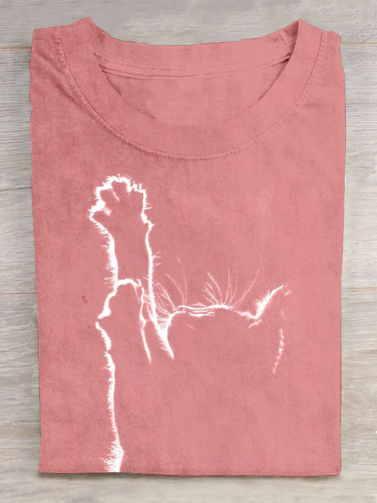 Damen Katze Kurzarm T-Shirts T-Shirt Rundhals Lässig Sommer Oberteile