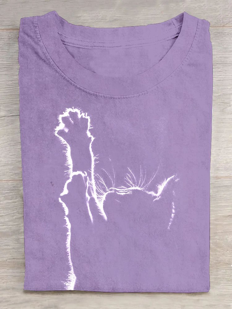 Damen Katze Kurzarm T-Shirts T-Shirt Rundhals Lässig Sommer Oberteile