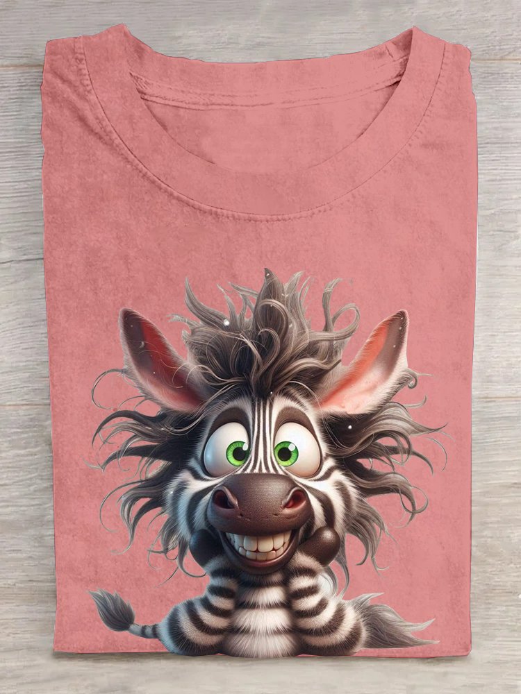 Damen Kurzarm T-Shirts T-Shirt Sommer Zebra Baumwolle Rundhals Täglich Ausgehen Lässig Oberteile
