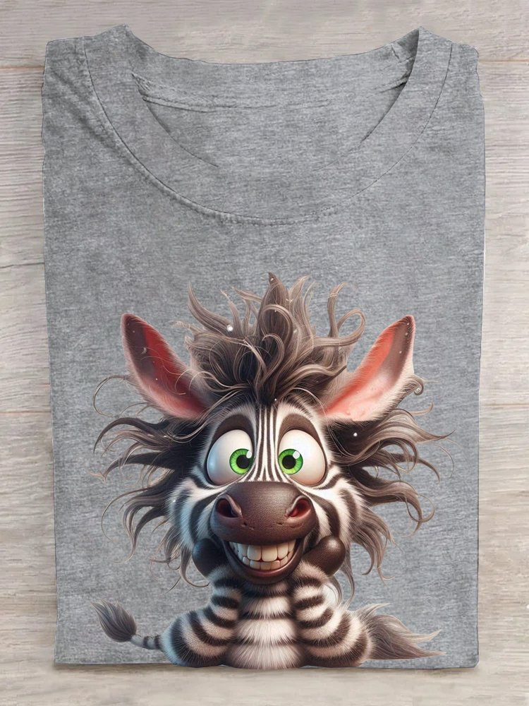 Damen Kurzarm T-Shirts T-Shirt Sommer Zebra Baumwolle Rundhals Täglich Ausgehen Lässig Oberteile