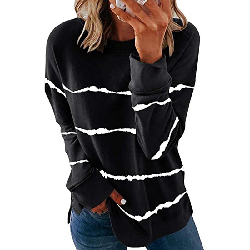 Damen Kapuze Gestreift Lässig Frühling/Herbst Langarm Sweatshirt