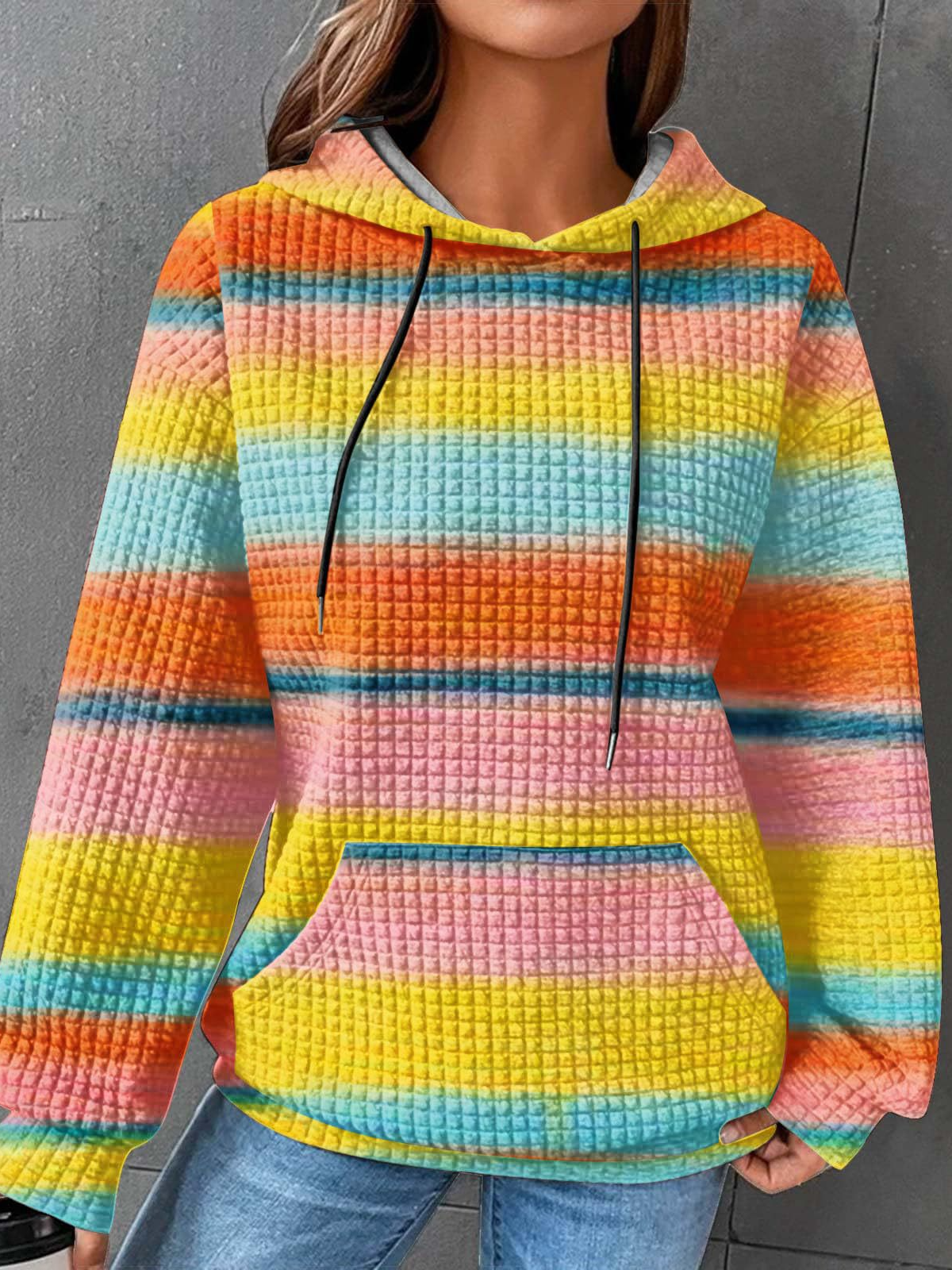 Damen Kapuze Abstrakt Lässig Frühling/Herbst Langarm Sweatshirt